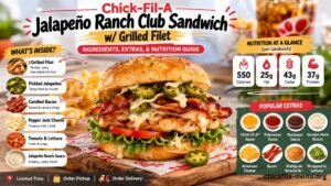 Chick-Fil-A Jalapeño Ranch Club Sandwich w Grilled Filet ingredients extras and nutrition facts image